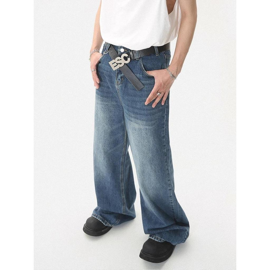 Unisex Retro Vintage Washed Straight-Leg Jeans - Slightly Loose Fit