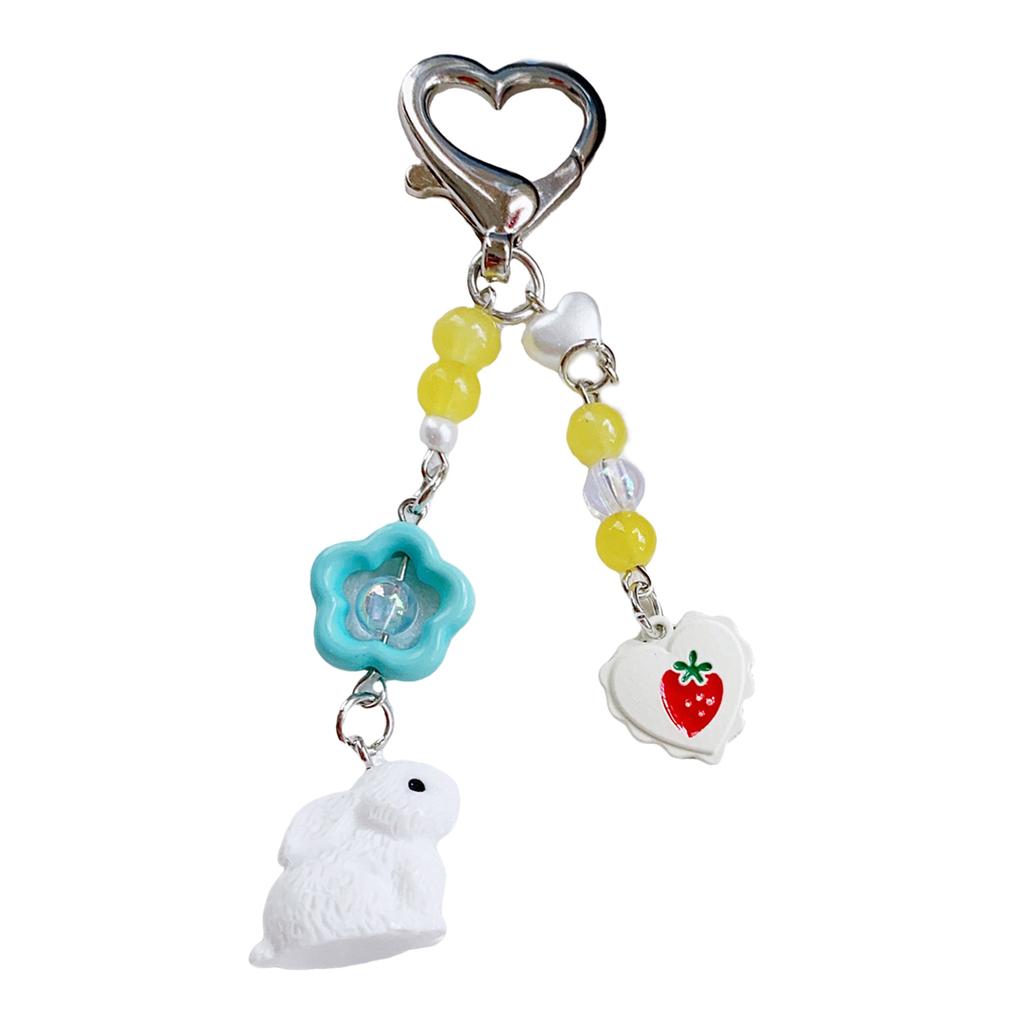 Strawberry Rabbits Acrylic Phone Charm Straps Aesthetics Phone Chain Lanyard Accessories for Bags and Cameras Use