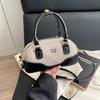 Contrasting color retro small bowling bag niche design women's handbag simple commuter Boston shoulder pillow bag