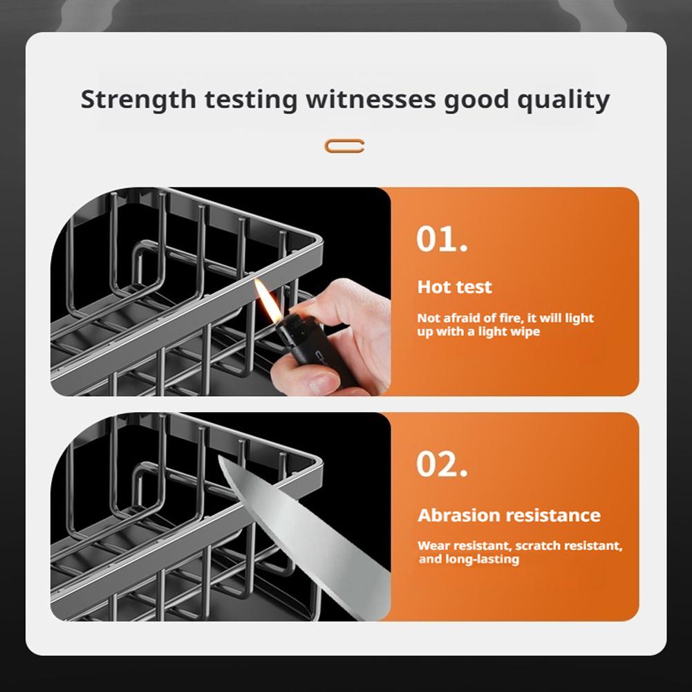 Kitchen Spice Storage Shelf with Drainage Rack, Installation Sink Organizer, Tap-Mounted Shelf for Home Kitchen Accessories