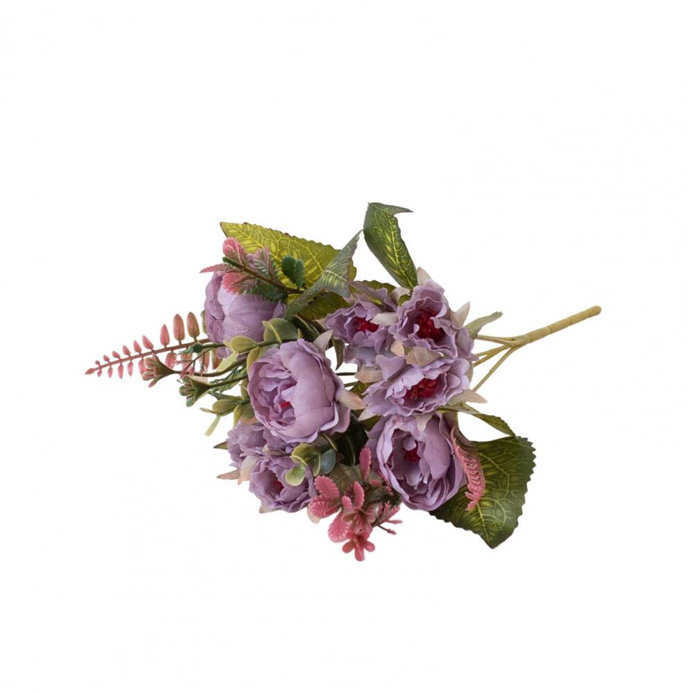 Imitation Peony No Water Need Faux Silk Flower Pastoral DIY  Pretty Multi Heads Faux Silk Flower