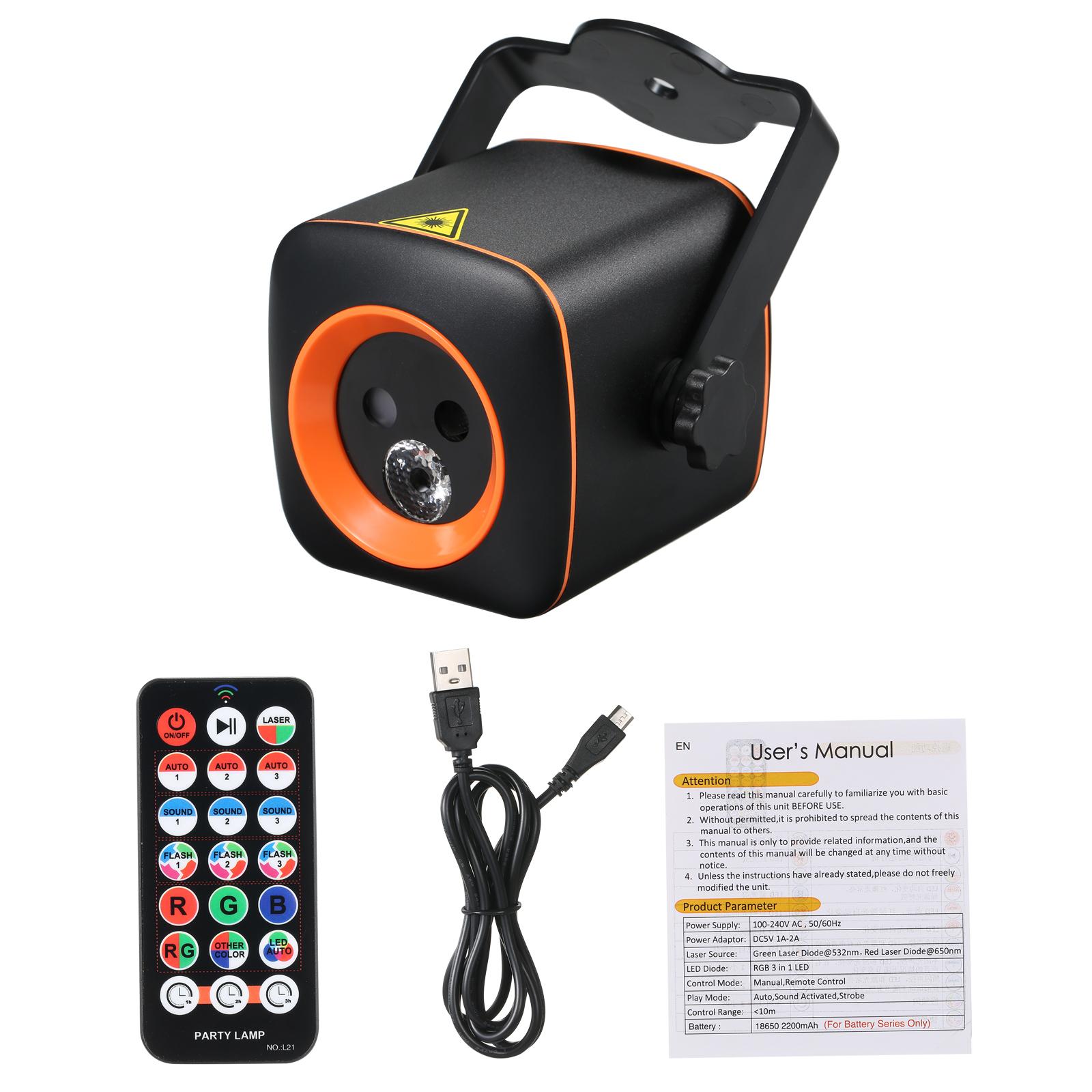 

Shineslay Мини Портативная лампа для вечеринок RGB светодиоды Звуковая активация сценический стробоскоп с дистанционным управлением Built-in Rechargeable Battery