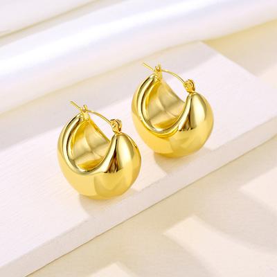 European and American Ins Round Stainless Steel Hollow Earrings, Simple INS Small Chubby C-shaped Ear Buckles