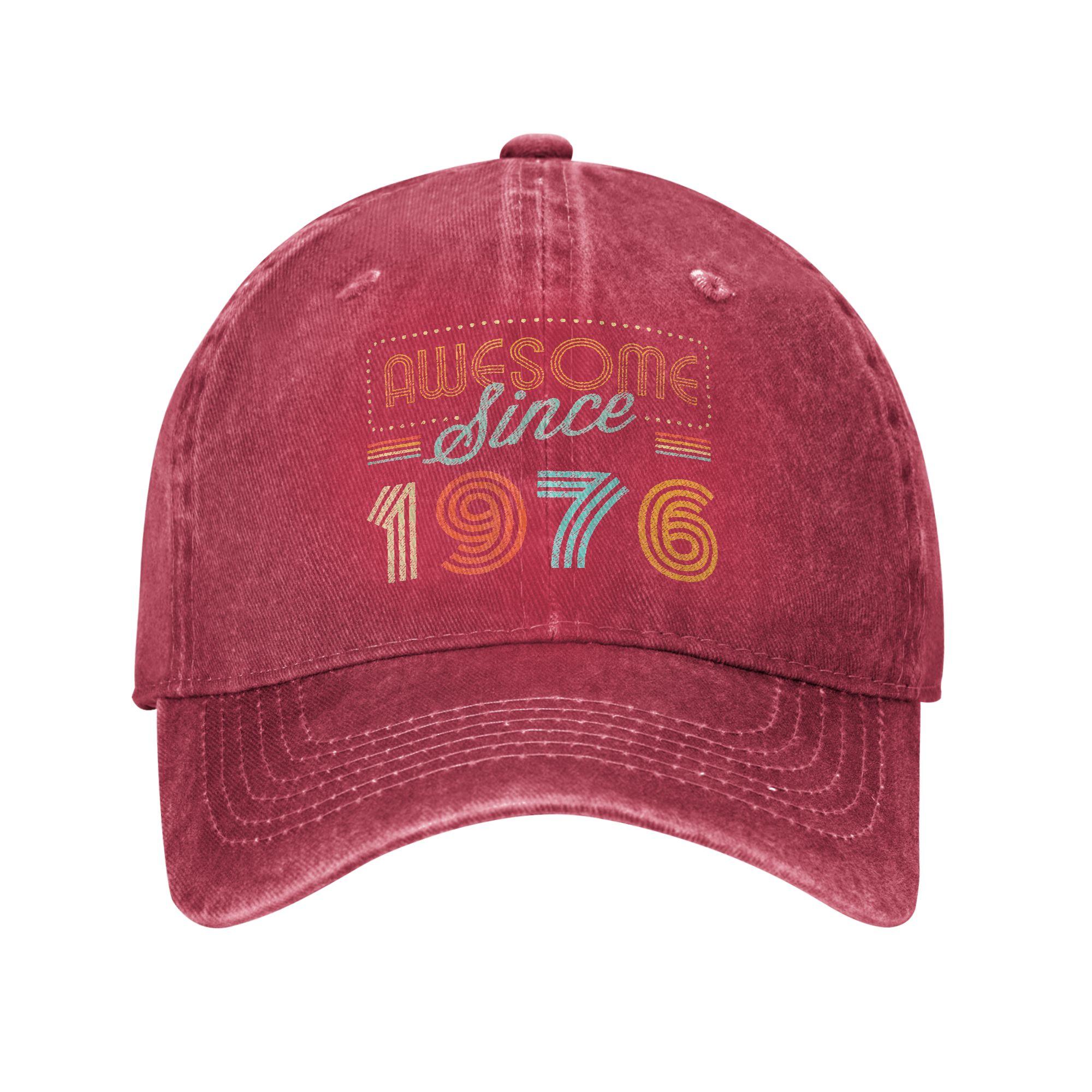 Awesome Since Year of Birth Birthday Baseball Cap Unisex Distressed Denim Washed Snapback Hat Years Old Golf Hats Cap One Size