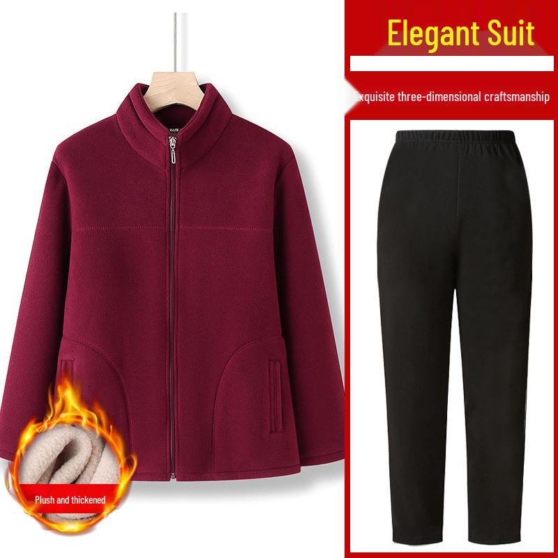 Women's Fleece Hoodie Jacket for Elderly - Winter & Spring Wear