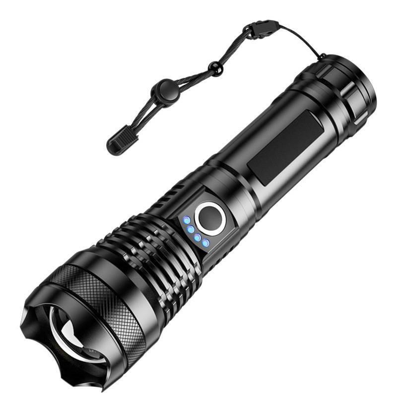 P50 Waterproof Zoomable Flashlight with Power Display and Multi-Function Lighting