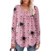 Dame Langermet Tunika Løse Topper Casual Oversized Topper Plissert Tunika Knapper Ned Casual Dame Print Topper