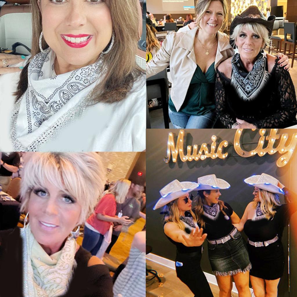 Fringed Rhinestones Bandanas Hiphop Neck Scarf Western Cowgirl Costume Headscarf Women Music Festival Headwrap Dress Up