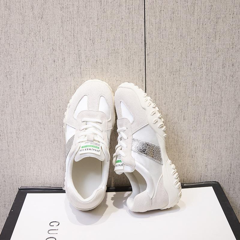 Autumn women's color matching, thin and comfortable casual sports shoes, leather flat-soled student shoes