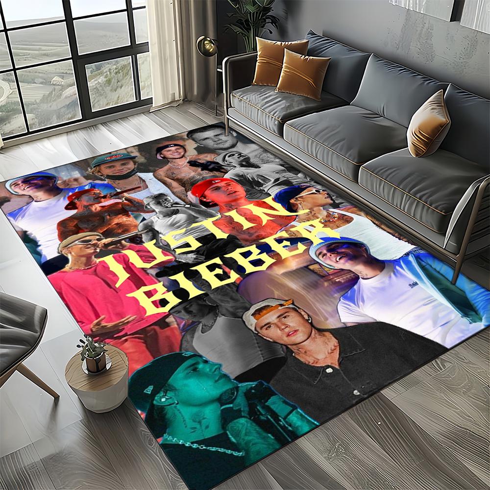 2025 New Style Justin Drew Bieber Singer JB Carpet Rug for Living Room Bedroom Home Sofa Decoration,Kid Play Non-slip Floor Mat