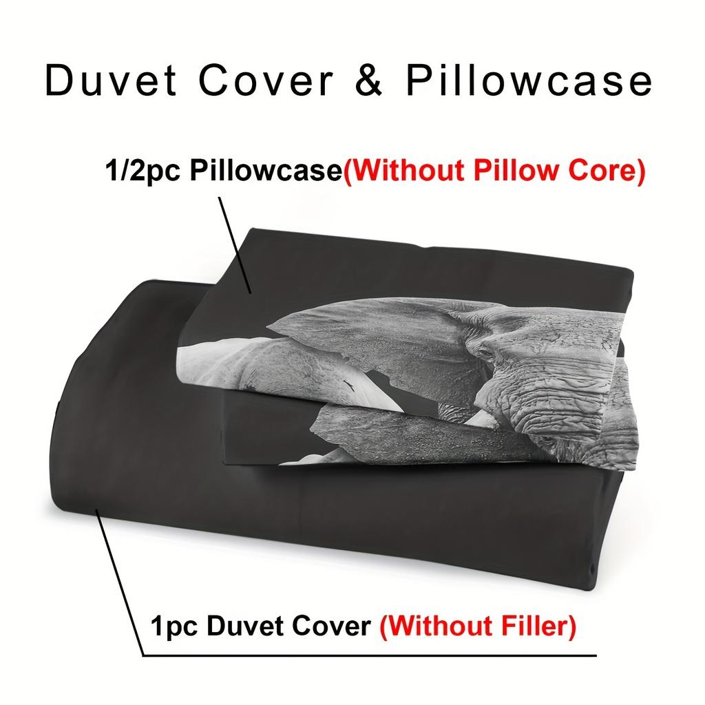 2/3Pcs, Soft And Comfortable Elephant Down Quilt Cover Elephant Bedding Set, Animal Pattern Bedding Set, 3D Elephant Double Size