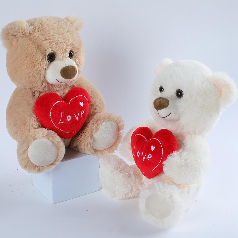 23CM Orso Cane Cuore Carino Giocattoli di Peluche Stampa Cuore Rosso Amore Animale Creativo Bambola Ripiena Per Amanti Regalo San Valentino