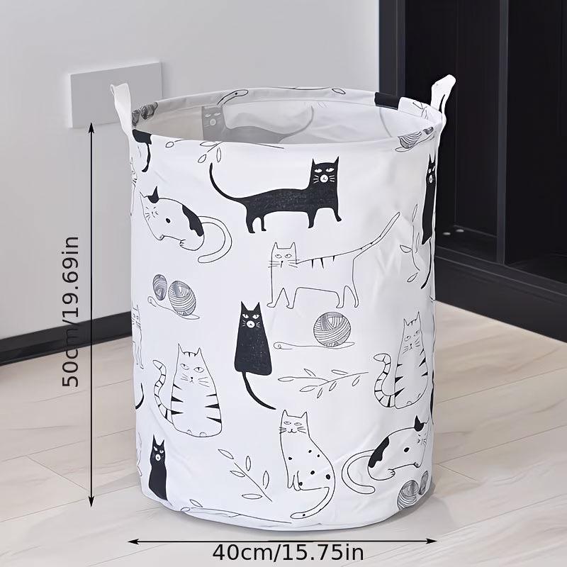 Large Capacity Fresh White Chrysanthemum Print Laundry Hamper for Bathroom/Bedroom