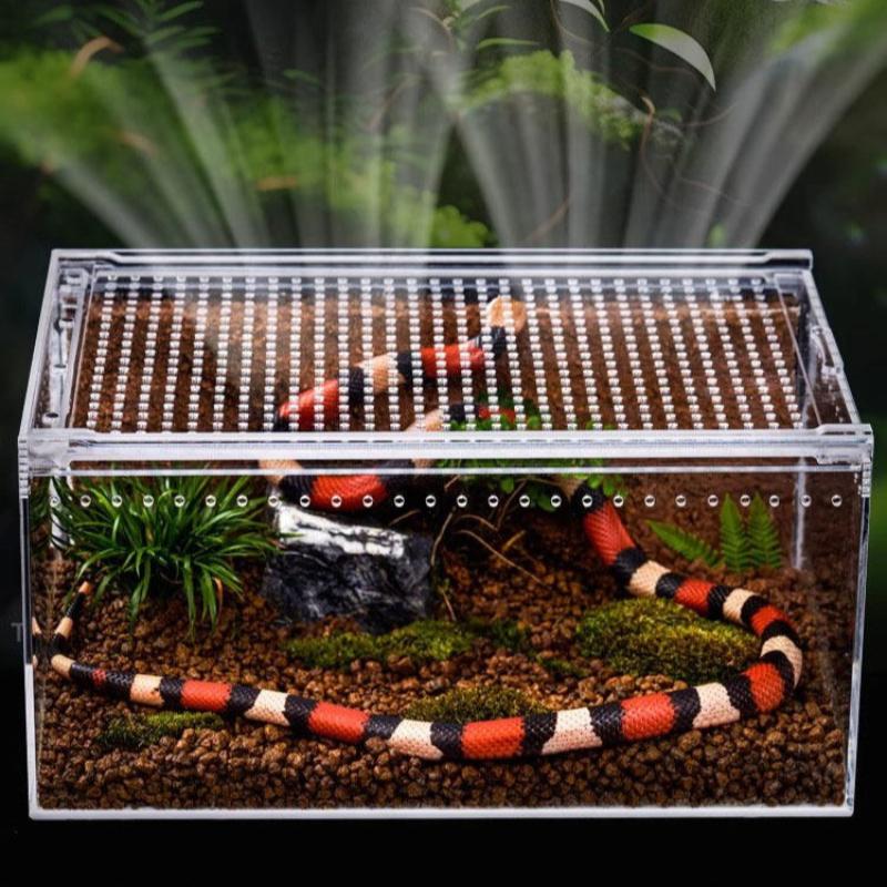 Reptiles Terrarium Lizard Gecko Snake Transparent Breeding Box Anti-escape Breathable Reptile Kennel Small Pet House Habitat