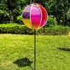 Glitter Stripe Windmill Rainbow Effect Durable Plastic Rotating Sphere Colorful Film With Stakes Reflective Pinwheels