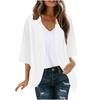 Veste Cardigan Décontractée Mode Femme à Manches Sept Partagées Couleur Unie