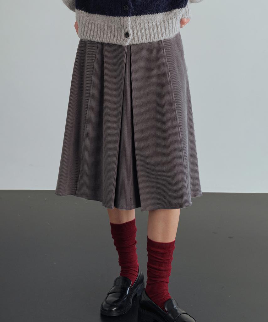 The Rye Corduroy Midi Skirt(Grey)