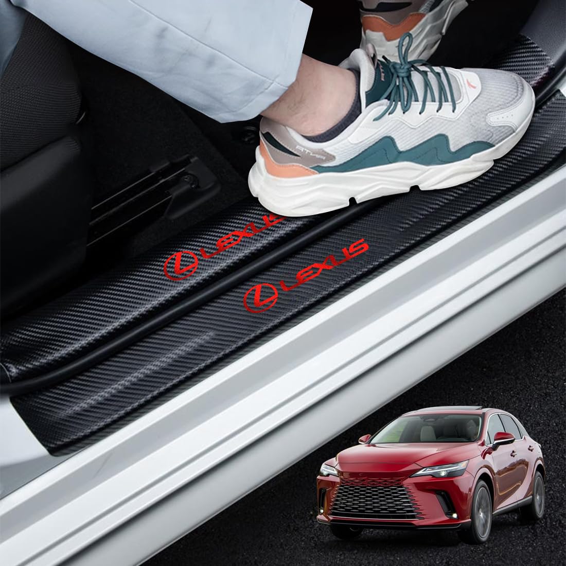 

GOODGOODCAR Новейший дизайн боковых подножек для Lexus Все характеристики Золотая фольга и Золотое покрытие Сильная защита от водяных пятен и царапин Легкий набор из 4 накладок/порогов