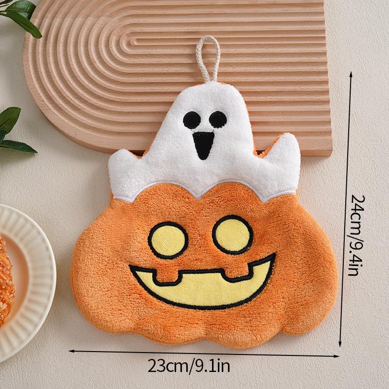 Halloween Decor Itemation Hand Towel Thicken Coral Fleece Towel Hanging Handkerchief For Kitchen Bathroom Accessories