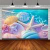 2D Printed Pastel Seashell Beach Studio Backdrop for Photography