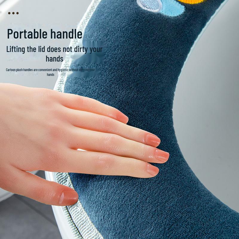 Bunny Cartoon Zipper Toilet Seat with Handle - Winter-Ready