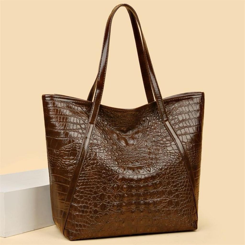 2025 Einfache und vielseitige Tragetasche mit KrokodilmusterGroße Kapazität Mode Handtasche Vintage-Design Schulter-Damentasche