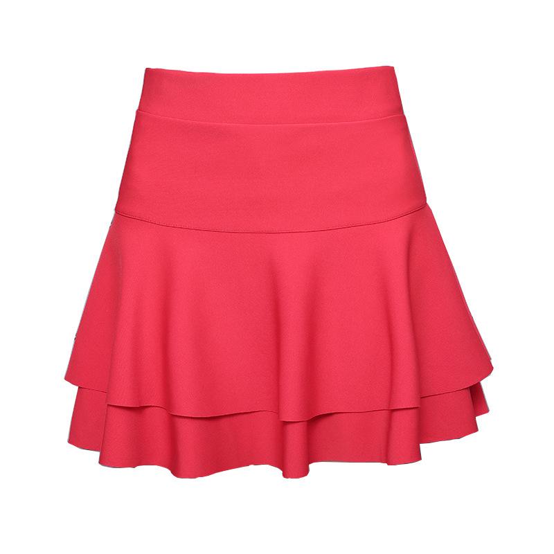 Women's Elastic High Waist Double Layer Square Dance Skirt - A-line with Large Hem and Anti-exposure Design
