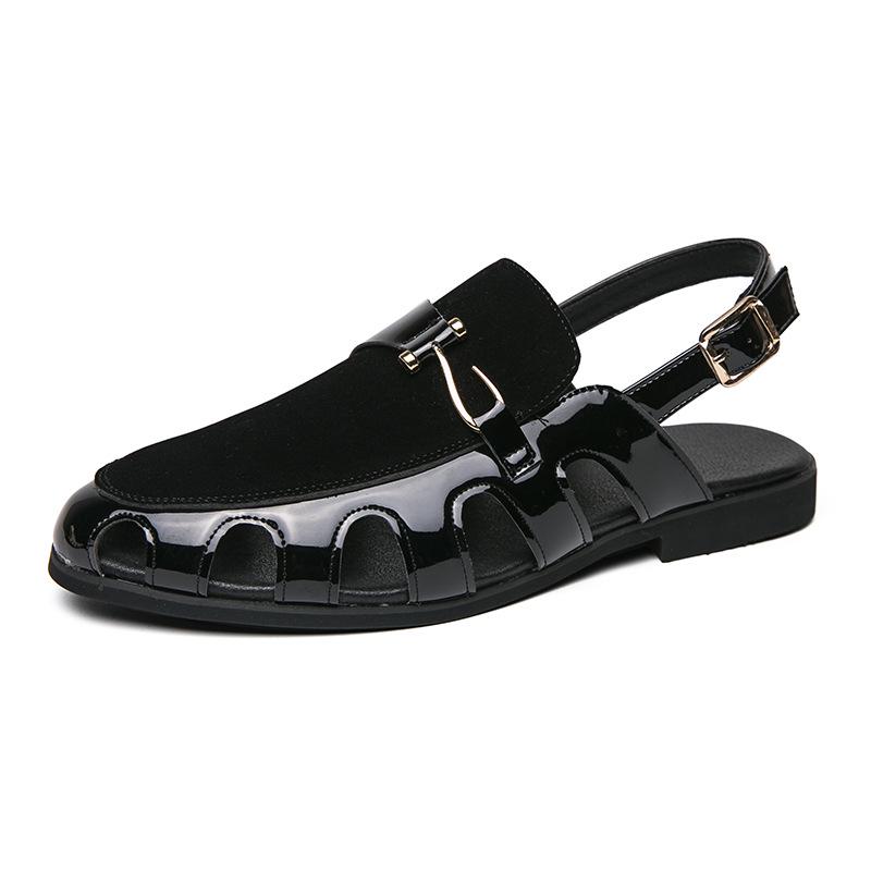 Men's Plus Size Leather Fisherman Sandals - Breathable, Hollow Buckle, Formal British Style for Summer