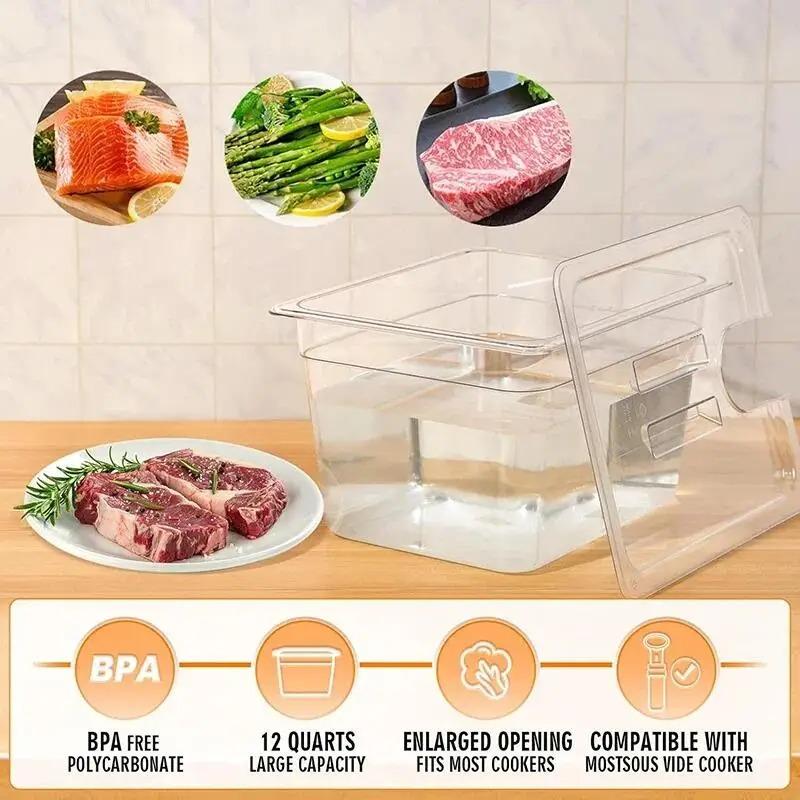 11 Liter/12 Quart Sous Vide Behälter mit Deckel BPA-frei Lebensmittelqualität für nahezu alle Tauchsirkulatoren Zubehör