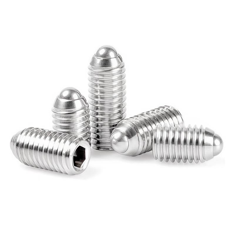 304 Stainless Steel Hex Socket Spring Plunger Screws with Press-Fit Ball Head