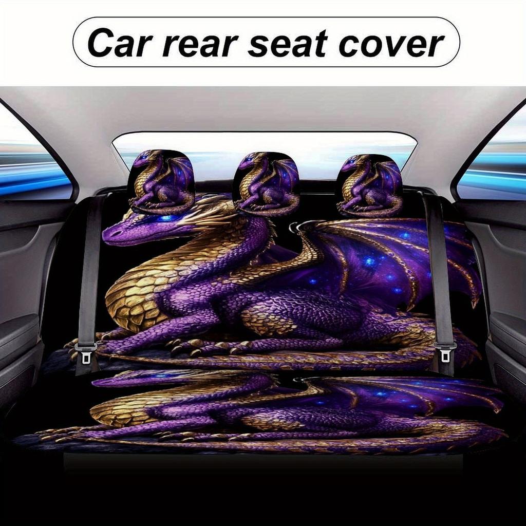 Fioletowo-złoty pokrowiec na fotel samochodowy z motywem smoka dla większości samochodów, dekoracyjne wysokiej jakości pokrowce ochronne na fotel samochodowy pełny zestaw, uniw