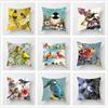 Cute Bird And Flower Pattern Double-Sided Printed Pillow Cover Short Plush Suitable Living Rooms Bedrooms Throw Cushion Cover