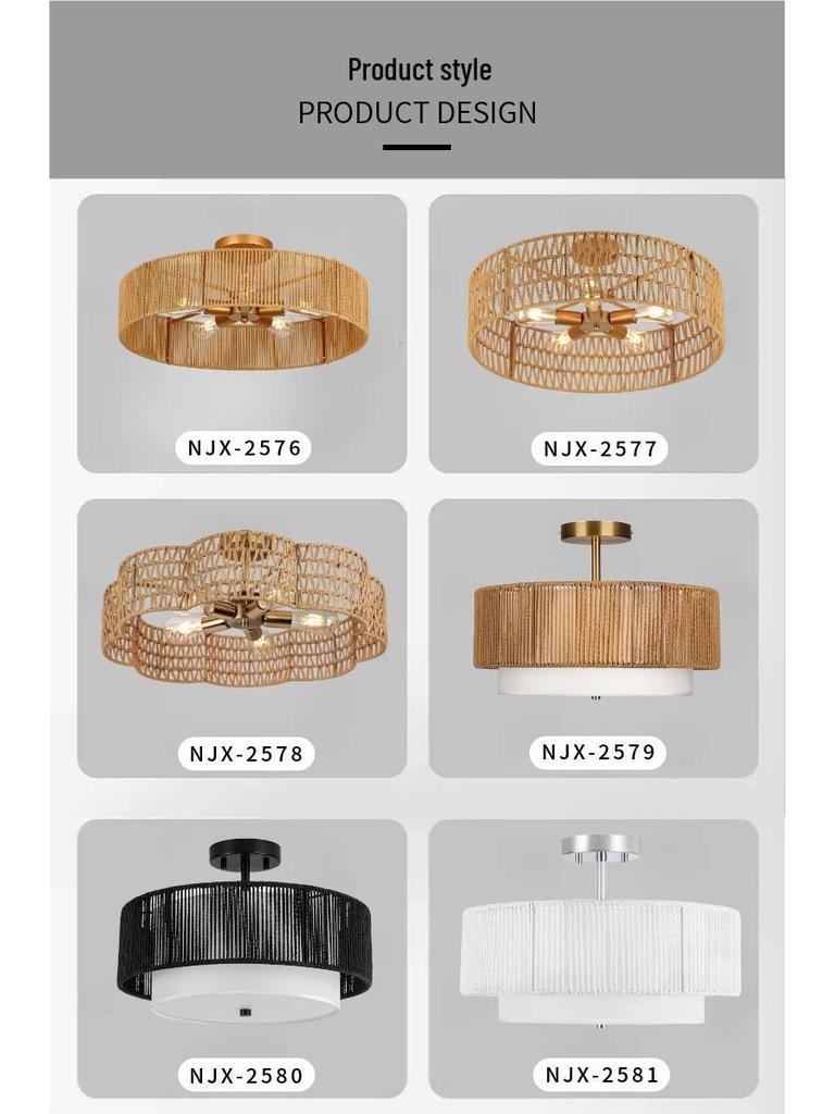 Modern Minimalist Hemp Rope Pendant Light for Bedroom, Study, and Tea Room