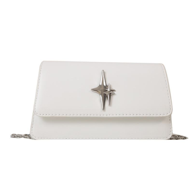 Fashionable Korean Style Small Square Shoulder Bag For Women 2023 Trendy Pu Chain Purse белый