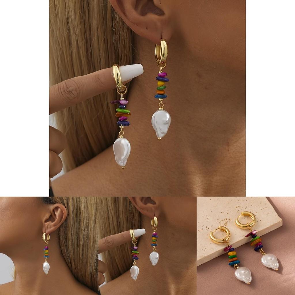 Trendy Geometric Earrings With Colorful Stones And Faux Pearls For Autumn 2023