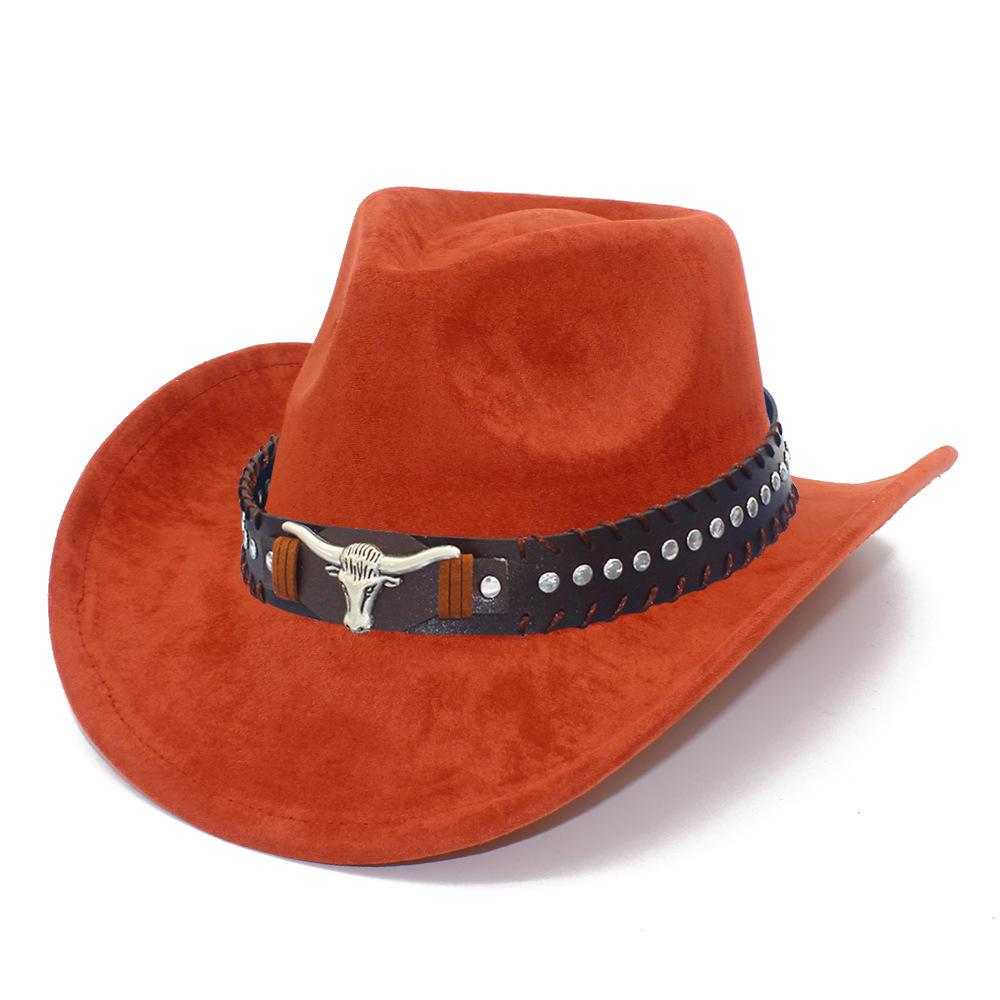 Fashion Classic Suede Equestrian Hat Men's and Women's Outdoor Travel Beach Vacation Visor Bent-brimmed Western Cowboy Hat