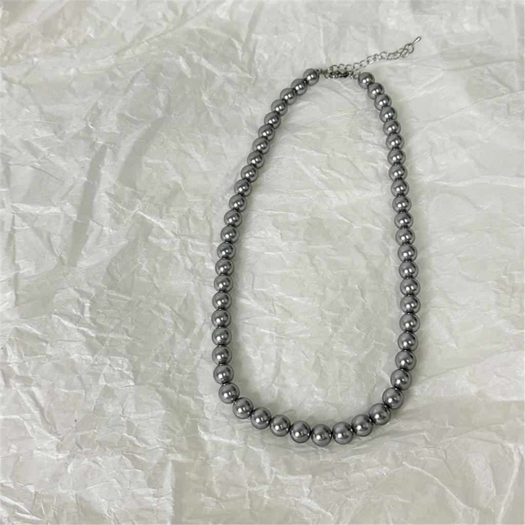 Tooxika Vintage Luksusowy Naszyjnik z Szarych Pereł Prosty Temperament Zimny Wiatr Łańcuszek na Obojczyk Damski Łańcuszek do Swetra