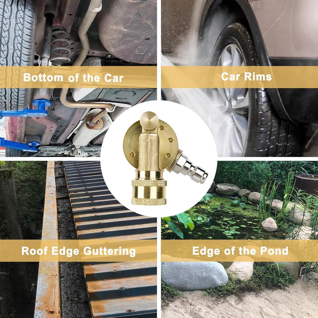 Pressure Washer Pivoting Coupler, 1/4” Quick Plug Gutter Cleaner Attachment, 240 Degree with 7 Angles for Power Washer, 310Bar