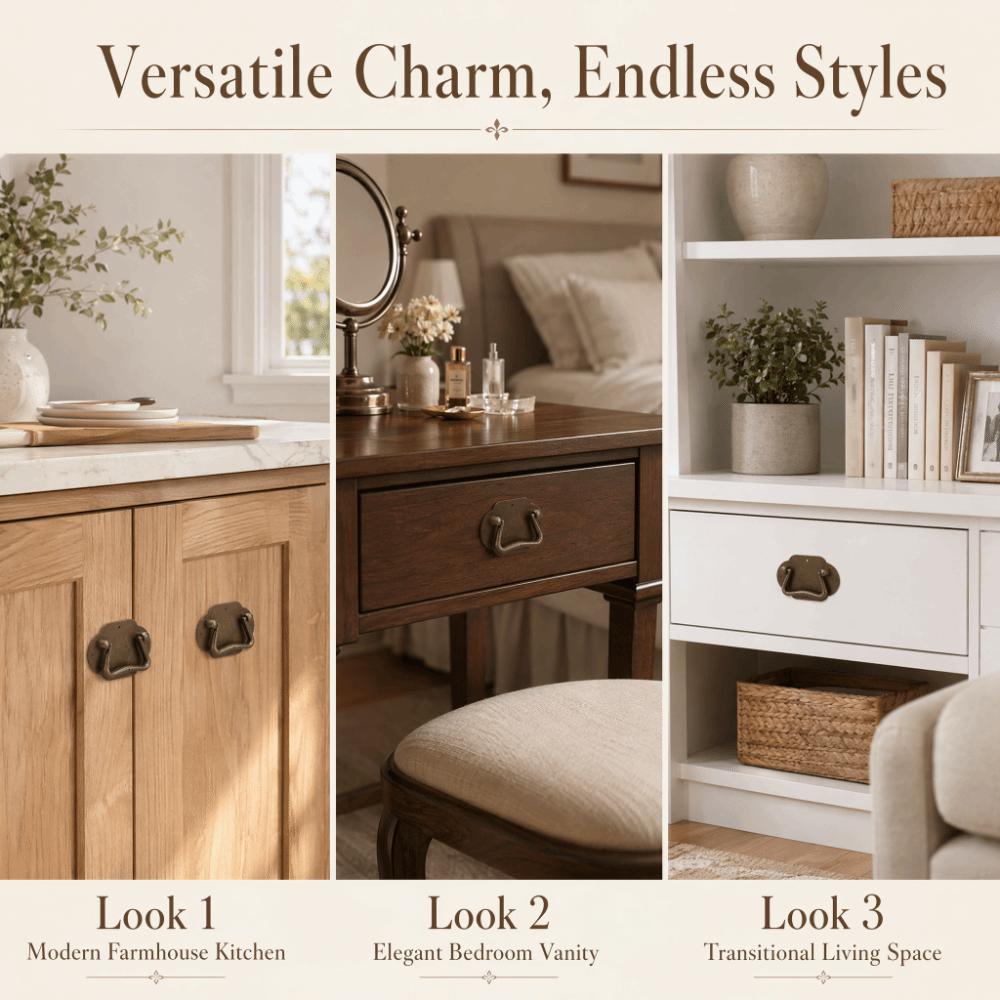 2PCS Brass Drawer Pull Handle Bail Antique Drawer Pull Vintage Cabinet Pull Handle Furniture