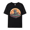 Cat Sitting On A UFO Tshirt Men Vintage TShirt Faddish Casual T Shirts Cotton Tops Tees For Men Normal