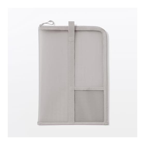 MUJI Вертикальный сетчатый кейс для документов из нейлона с разделителями для формата A4 Серый 23044721