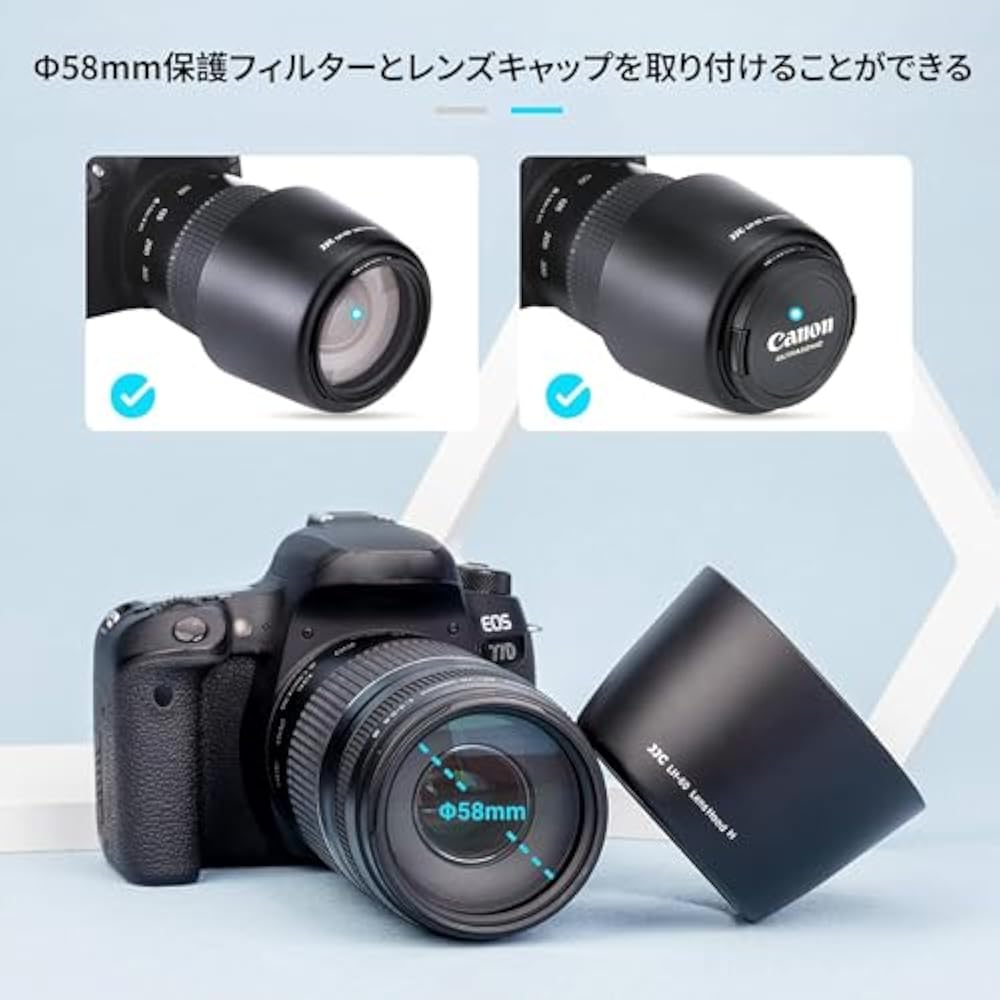 JJC Canon ET-60 Reversible Lens Hood for Canon RF 75-300mm f/4-5.6/EF 75-300mm F/4-300mm F/4-5.6 ...