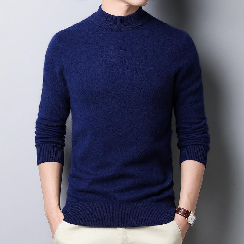 Сплошной цвет мужчины водолазка кашемировый свитер Slim Fit дна свитер бизнес L