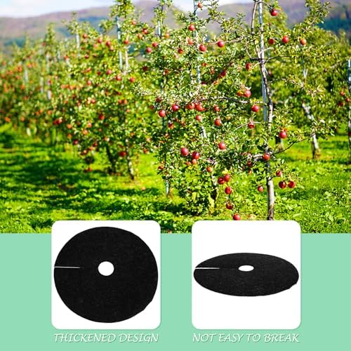 Holibanna 20 Stück Rundes Schwarzes Unkrautvlies aus Stoff zur Unkrautbekämpfung und Feuchtigkeitserhaltung für Obstbäume im Garten und Bauernhof