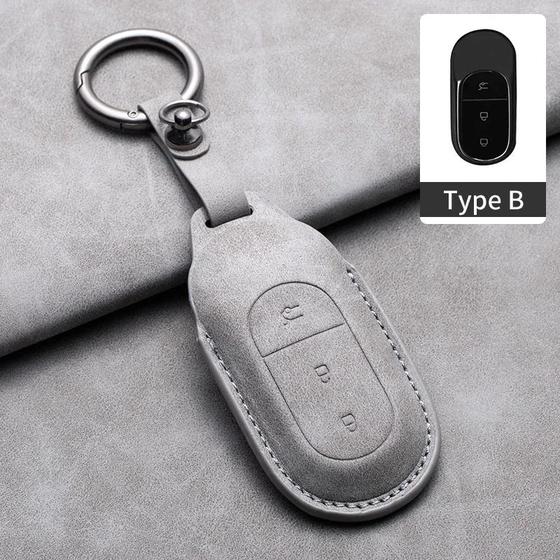 

Leather Car Key Case Cover For Leapmotor Leap T03 S01 C11 For Leapmotor C01 T03 S01 C11 Leap Motor Holder Key Fob Keychain