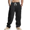 Men's Linen Four-season Thin Breathable Tooling Multi-pocket Loose Casual Trend Wide-leg Trousers