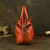 Johnature Echtes Leder Handtasche Retro Volltonfarbe Große Kapazität Damen Tasche Vielseitige Schulter Umhängetaschen