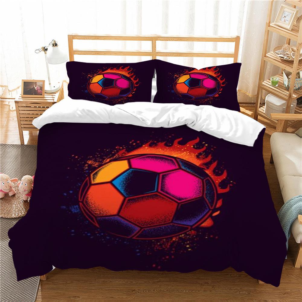 Hot Sell Fashion 3D Creative Bedding Suit Football Quilt Cover Luxury Bed Set Soccerl Home Bedroom Bed Decor Microfiber Soft Duvet Cover