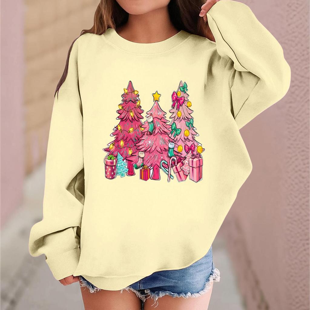 Children's Fashionable Casual Long-sleeved Loose Christmas Print Pullover Sweatshirt