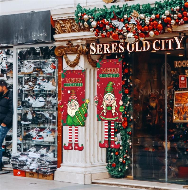 Christmas Hanging Cloth Poster Creative Cartoon Background Fabric Christmas Decor for Home Decoration